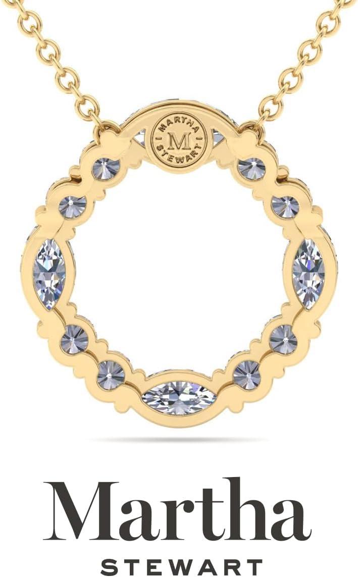 imageMartha Stewart 4 Carat Lab Grown Diamond Marquise and Round Circle Necklace In 14 Karat Gold Lab Grown Diamond Necklace For Womenyellowgold