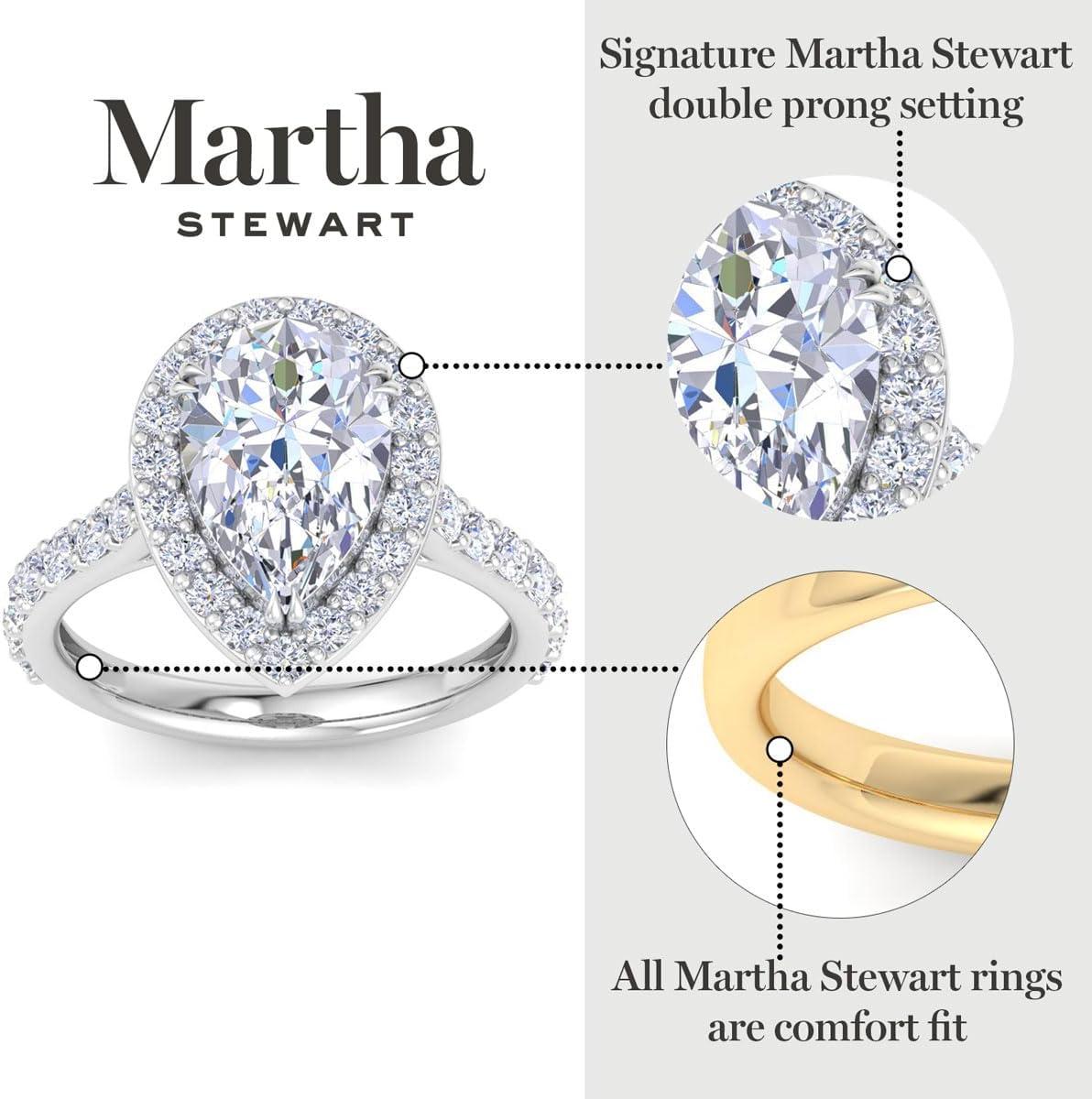 imageMartha Stewart 4 Carat Lab Grown Diamond Ring Halo Diamond Engagement Ring in 14 Karat Goldyellowgold