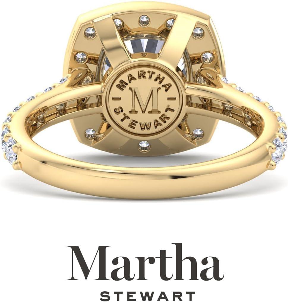 imageMartha Stewart 4 Carat Lab Grown Diamond Ring Halo Diamond Engagement Ring in 14 Karat Goldyellowgold