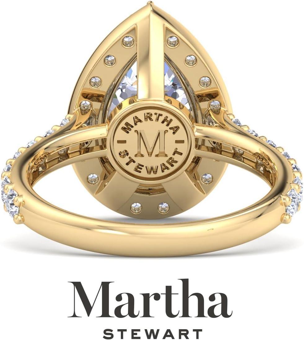 imageMartha Stewart 4 Carat Lab Grown Diamond Ring Halo Diamond Engagement Ring in 14 Karat Goldyellowgold