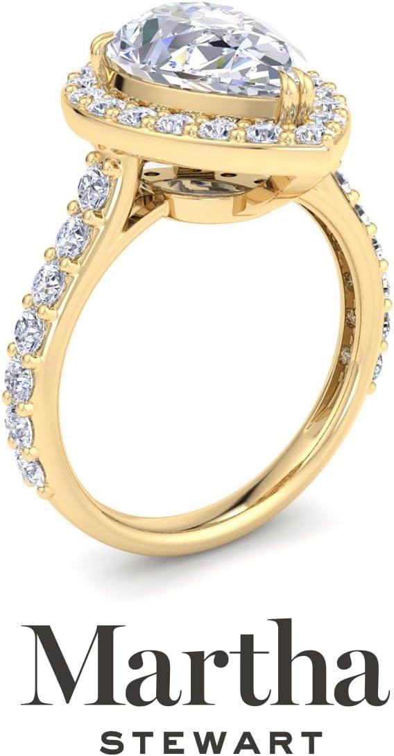 imageMartha Stewart 4 Carat Lab Grown Diamond Ring Halo Diamond Engagement Ring in 14 Karat Goldyellowgold