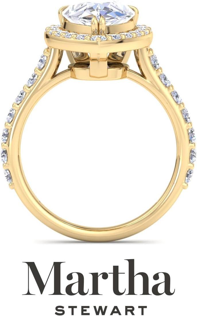 imageMartha Stewart 4 Carat Lab Grown Diamond Ring Halo Diamond Engagement Ring in 14 Karat Goldyellowgold