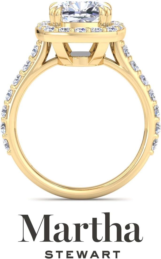 imageMartha Stewart 4 Carat Lab Grown Diamond Ring Halo Diamond Engagement Ring in 14 Karat Goldyellowgold
