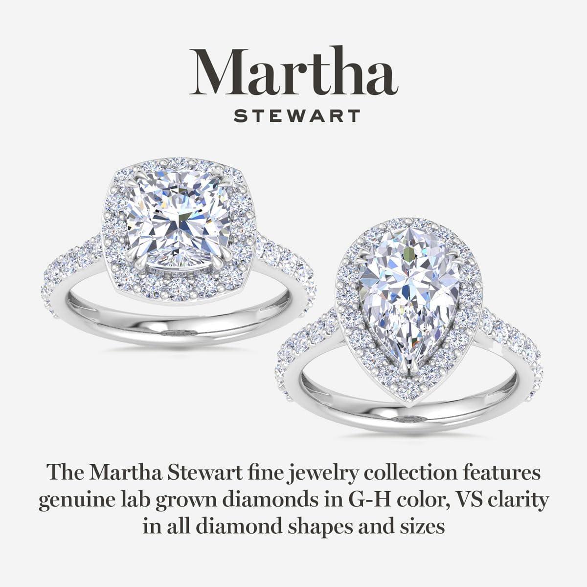 imageMartha Stewart 4 Carat Lab Grown Diamond Ring Halo Diamond Engagement Ring in 14 Karat Goldyellowgold