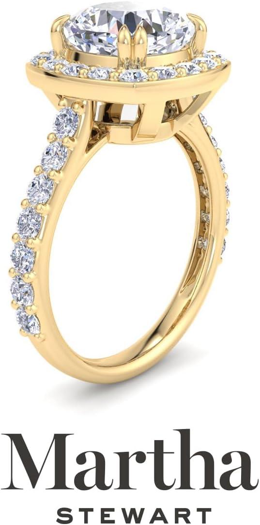 imageMartha Stewart 4 Carat Lab Grown Diamond Ring Halo Diamond Engagement Ring in 14 Karat Goldyellowgold