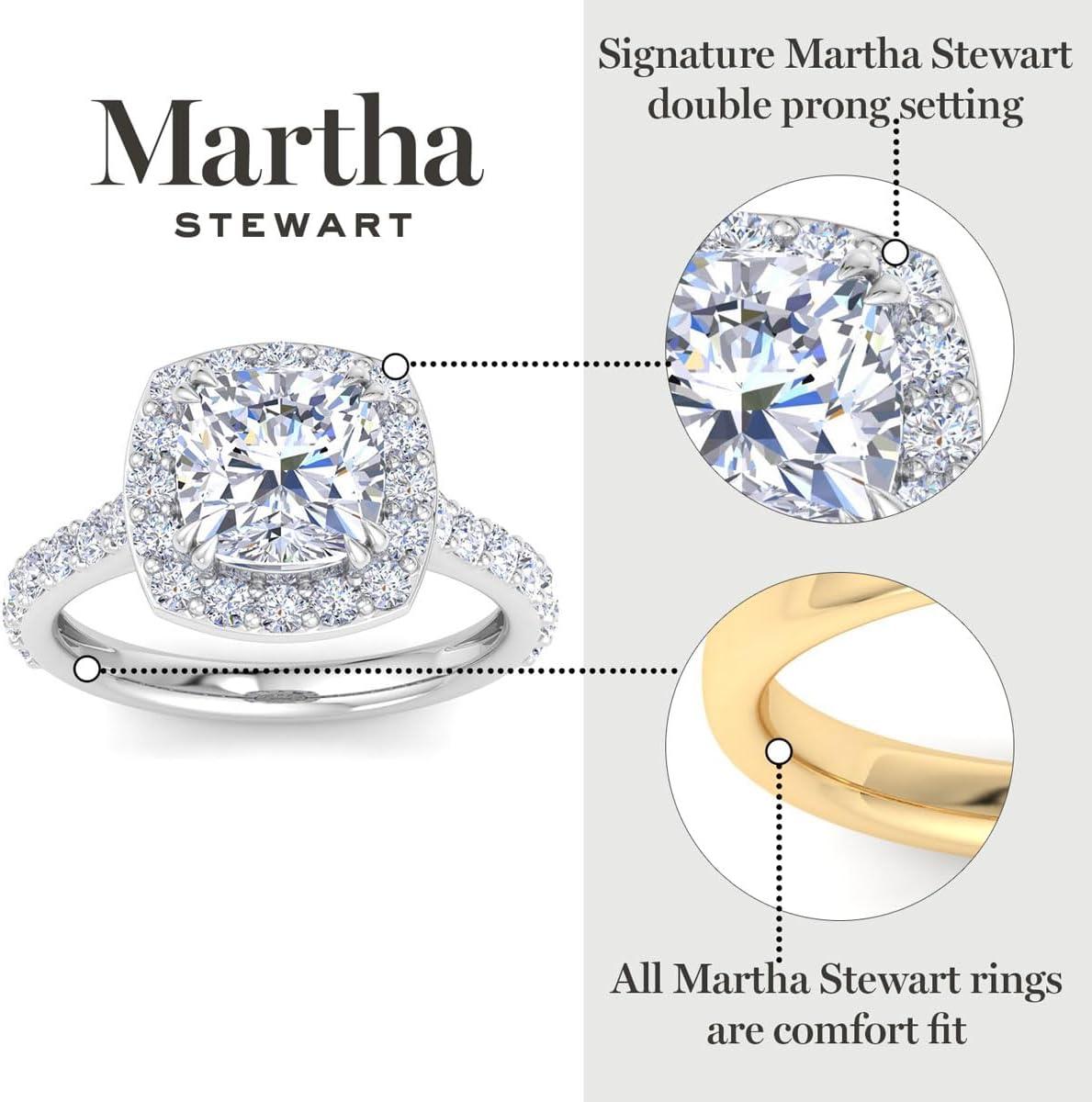 imageMartha Stewart 4 Carat Lab Grown Diamond Ring Halo Diamond Engagement Ring in 14 Karat Goldyellowgold
