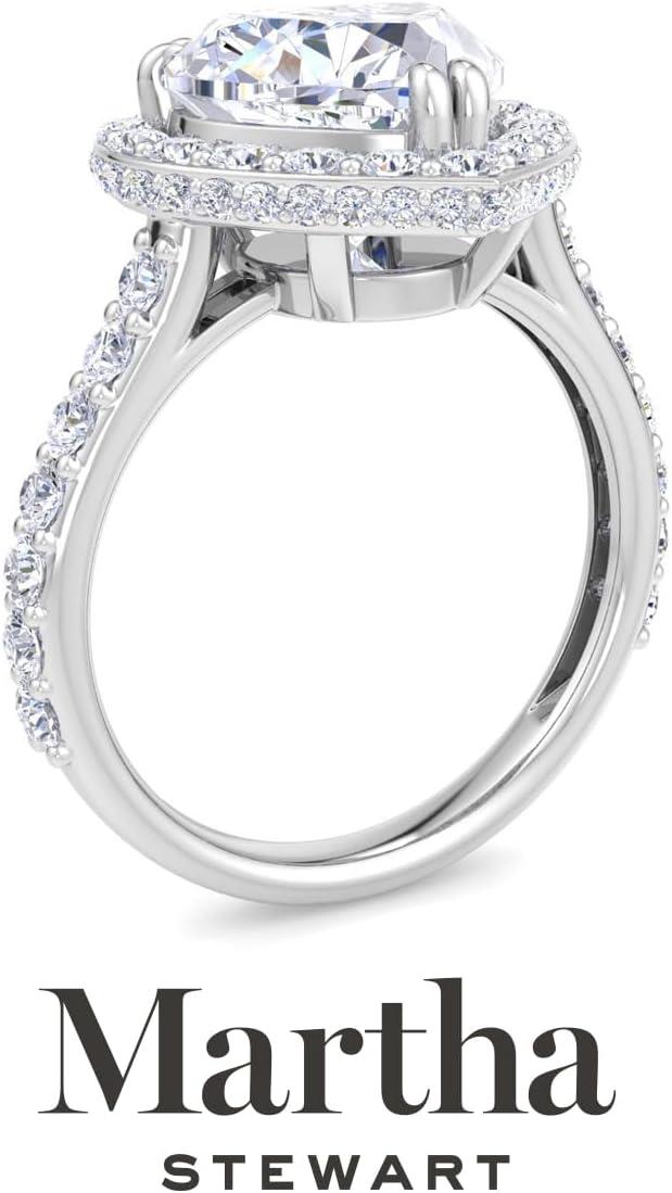 imageMartha Stewart 4 Carat Lab Grown Diamond Ring Hidden Halo Diamond Engagement Ring in 14 Karat Goldwhitegold