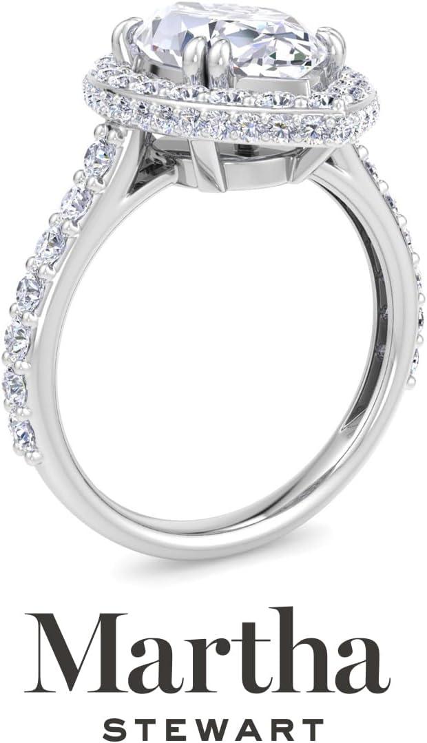 imageMartha Stewart 4 Carat Lab Grown Diamond Ring Hidden Halo Diamond Engagement Ring in 14 Karat Goldwhitegold