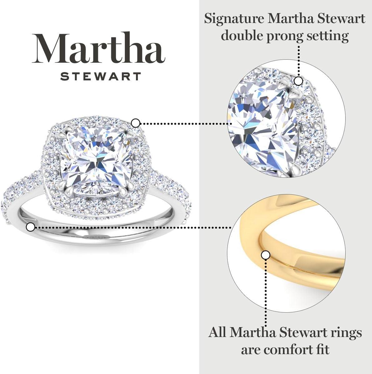 imageMartha Stewart 4 Carat Lab Grown Diamond Ring Hidden Halo Diamond Engagement Ring in 14 Karat Goldwhitegold