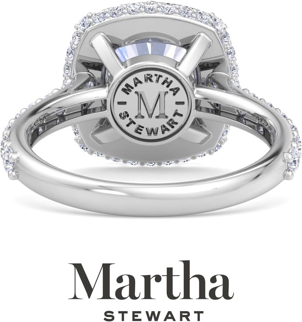 imageMartha Stewart 4 Carat Lab Grown Diamond Ring Hidden Halo Diamond Engagement Ring in 14 Karat Goldwhitegold