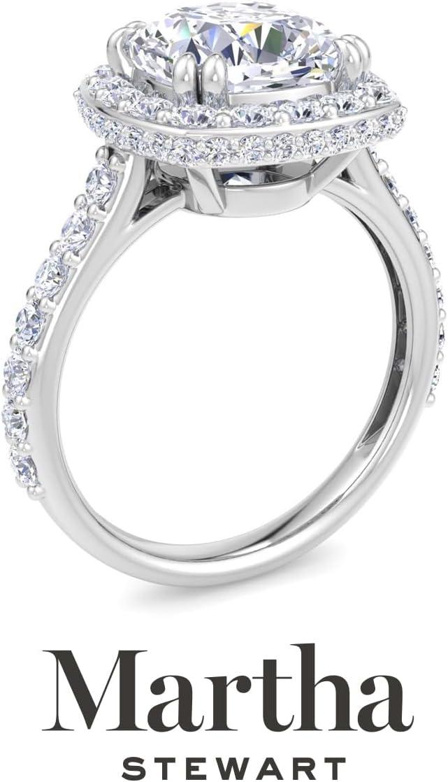 imageMartha Stewart 4 Carat Lab Grown Diamond Ring Hidden Halo Diamond Engagement Ring in 14 Karat Goldwhitegold