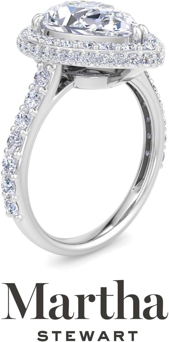 imageMartha Stewart 4 Carat Lab Grown Diamond Ring Hidden Halo Diamond Engagement Ring in 14 Karat Goldwhitegold