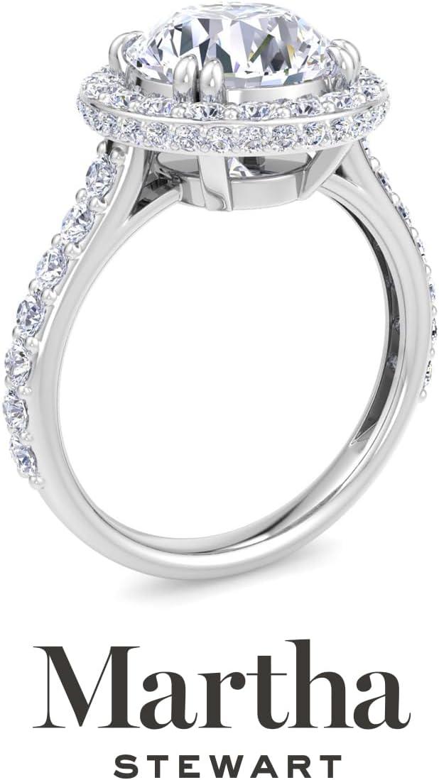 imageMartha Stewart 4 Carat Lab Grown Diamond Ring Hidden Halo Diamond Engagement Ring in 14 Karat Goldwhitegold