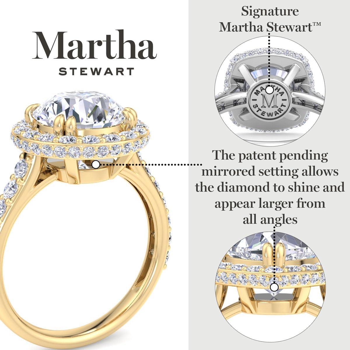 imageMartha Stewart 4 Carat Lab Grown Diamond Ring Hidden Halo Diamond Engagement Ring in 14 Karat Goldwhitegold
