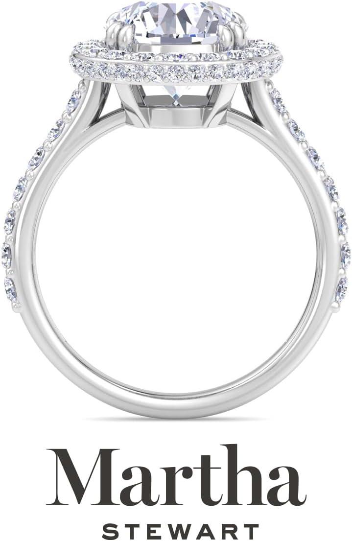 imageMartha Stewart 4 Carat Lab Grown Diamond Ring Hidden Halo Diamond Engagement Ring in 14 Karat Goldwhitegold
