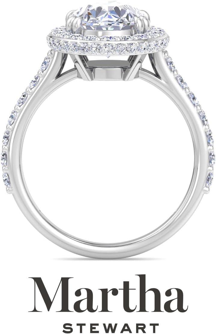 imageMartha Stewart 4 Carat Lab Grown Diamond Ring Hidden Halo Diamond Engagement Ring in 14 Karat Goldwhitegold