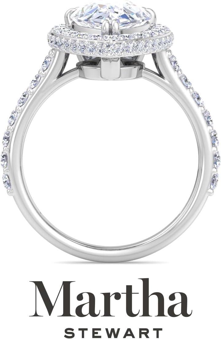 imageMartha Stewart 4 Carat Lab Grown Diamond Ring Hidden Halo Diamond Engagement Ring in 14 Karat Goldwhitegold