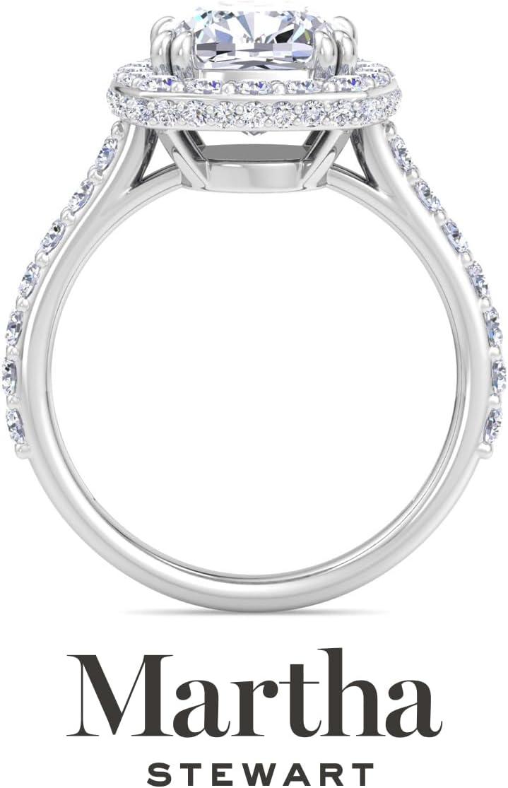 imageMartha Stewart 4 Carat Lab Grown Diamond Ring Hidden Halo Diamond Engagement Ring in 14 Karat Goldwhitegold