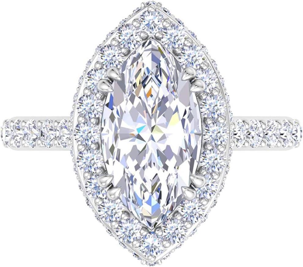 imageMartha Stewart 4 Carat Lab Grown Diamond Ring Hidden Halo Diamond Engagement Ring in 14 Karat Goldwhitegold