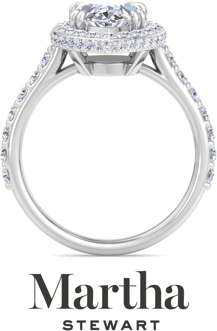 imageMartha Stewart 4 Carat Lab Grown Diamond Ring Hidden Halo Diamond Engagement Ring in 14 Karat Goldwhitegold