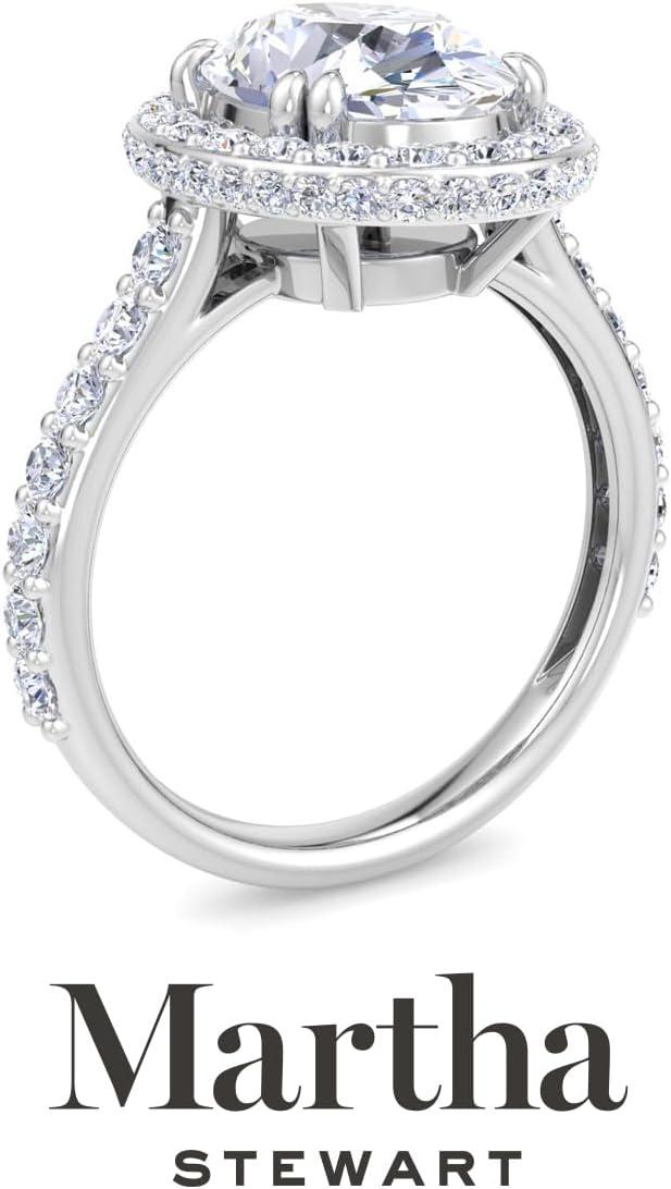 imageMartha Stewart 4 Carat Lab Grown Diamond Ring Hidden Halo Diamond Engagement Ring in 14 Karat Goldwhitegold