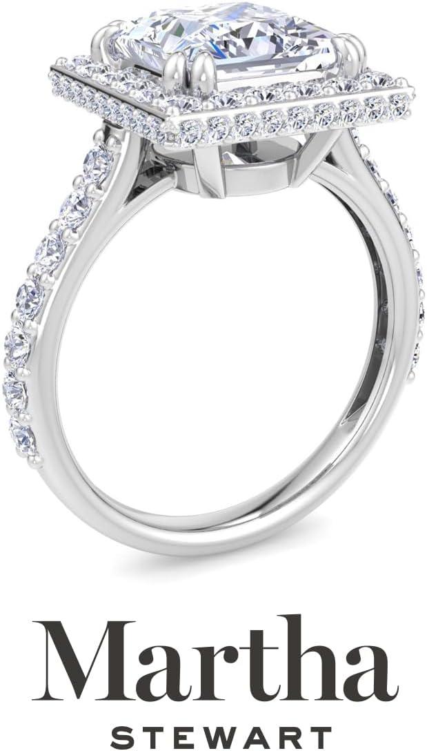 imageMartha Stewart 4 Carat Lab Grown Diamond Ring Hidden Halo Diamond Engagement Ring in 14 Karat Goldwhitegold