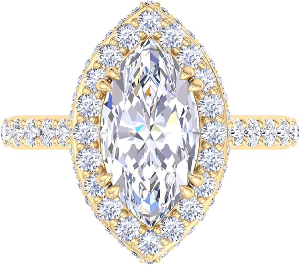 imageMartha Stewart 4 Carat Lab Grown Diamond Ring Hidden Halo Diamond Engagement Ring in 14 Karat Goldyellowgold
