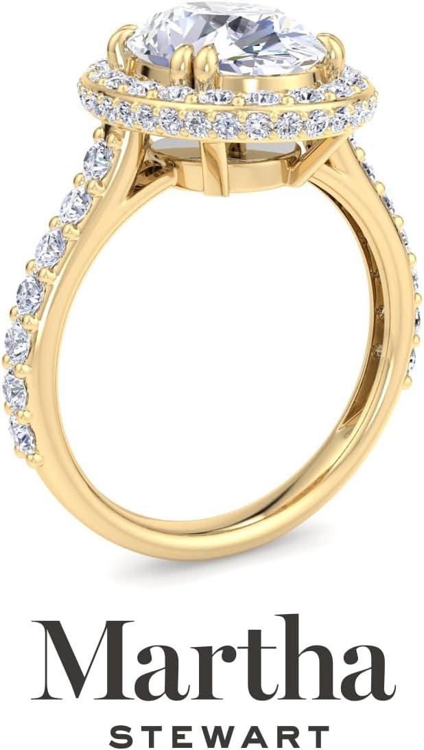 imageMartha Stewart 4 Carat Lab Grown Diamond Ring Hidden Halo Diamond Engagement Ring in 14 Karat Goldyellowgold