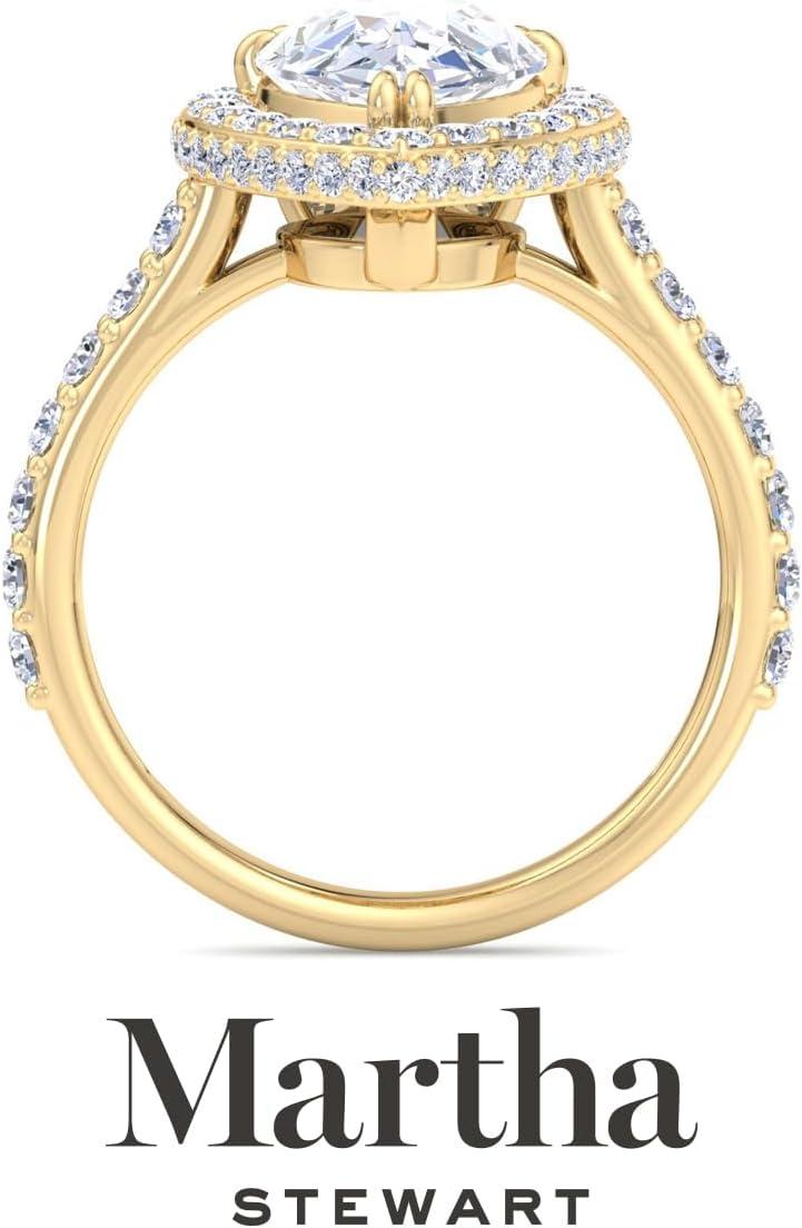 imageMartha Stewart 4 Carat Lab Grown Diamond Ring Hidden Halo Diamond Engagement Ring in 14 Karat Goldyellowgold