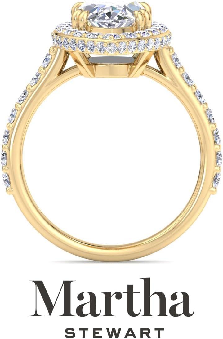 imageMartha Stewart 4 Carat Lab Grown Diamond Ring Hidden Halo Diamond Engagement Ring in 14 Karat Goldyellowgold