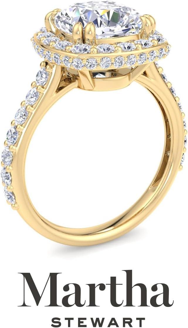 imageMartha Stewart 4 Carat Lab Grown Diamond Ring Hidden Halo Diamond Engagement Ring in 14 Karat Goldyellowgold
