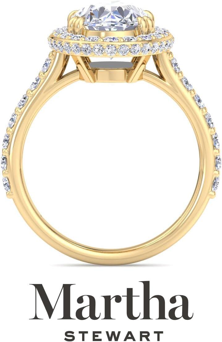 imageMartha Stewart 4 Carat Lab Grown Diamond Ring Hidden Halo Diamond Engagement Ring in 14 Karat Goldyellowgold