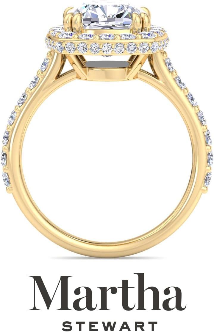 imageMartha Stewart 4 Carat Lab Grown Diamond Ring Hidden Halo Diamond Engagement Ring in 14 Karat Goldyellowgold