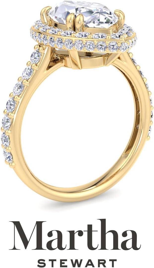 imageMartha Stewart 4 Carat Lab Grown Diamond Ring Hidden Halo Diamond Engagement Ring in 14 Karat Goldyellowgold