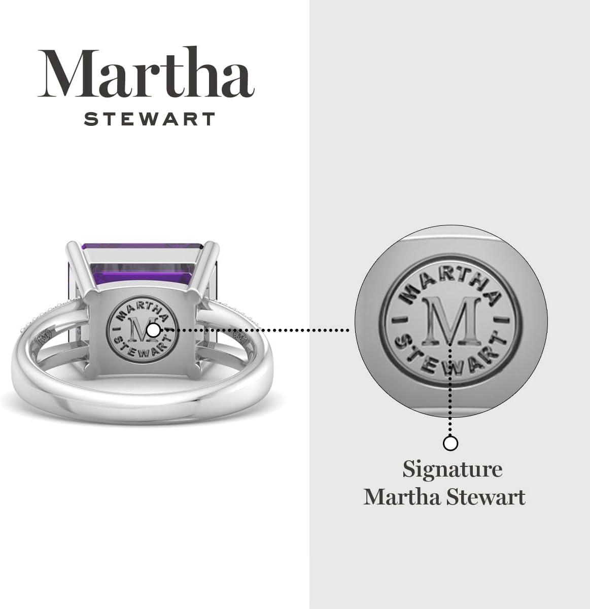 imageMartha Stewart 5 12 Carat Emerald Cut Gemstone Ring with Lab Grown Diamonds in Sterling Silver Choose Your GemstoneAmethyst