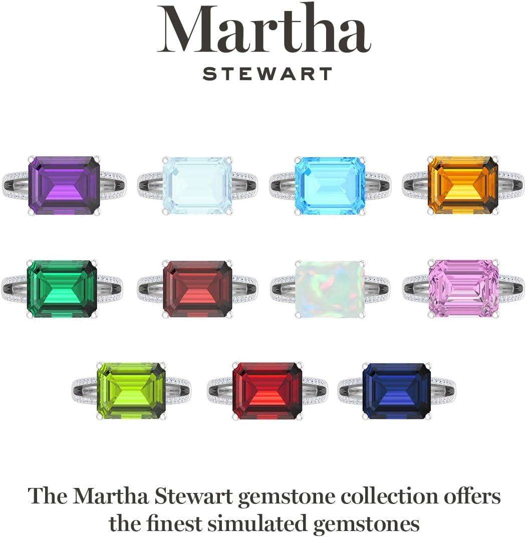 imageMartha Stewart 5 12 Carat Emerald Cut Gemstone Ring with Lab Grown Diamonds in Sterling Silver Choose Your GemstoneAmethyst