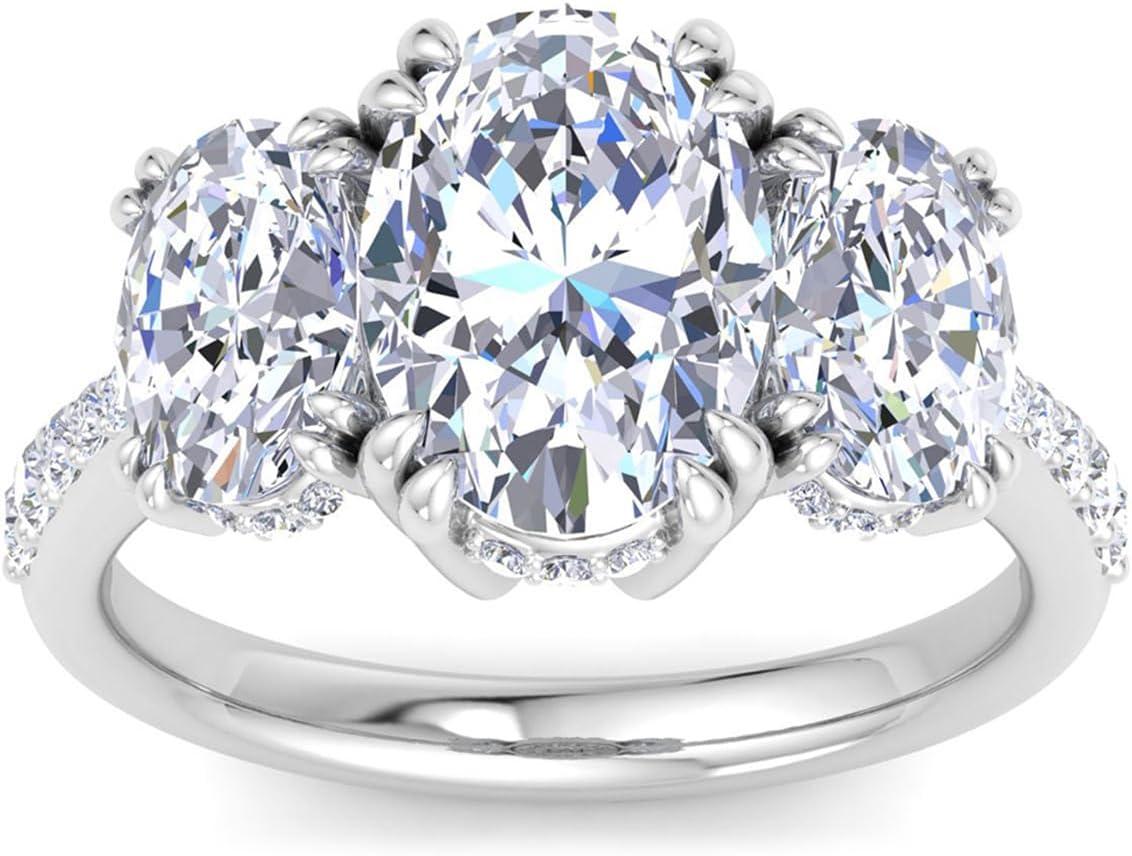 imageMartha Stewart 5 12 Carat Lab Grown Diamond Ring Three Stone Plus Diamond Engagement Ring in 14 Karat Goldwhitegold
