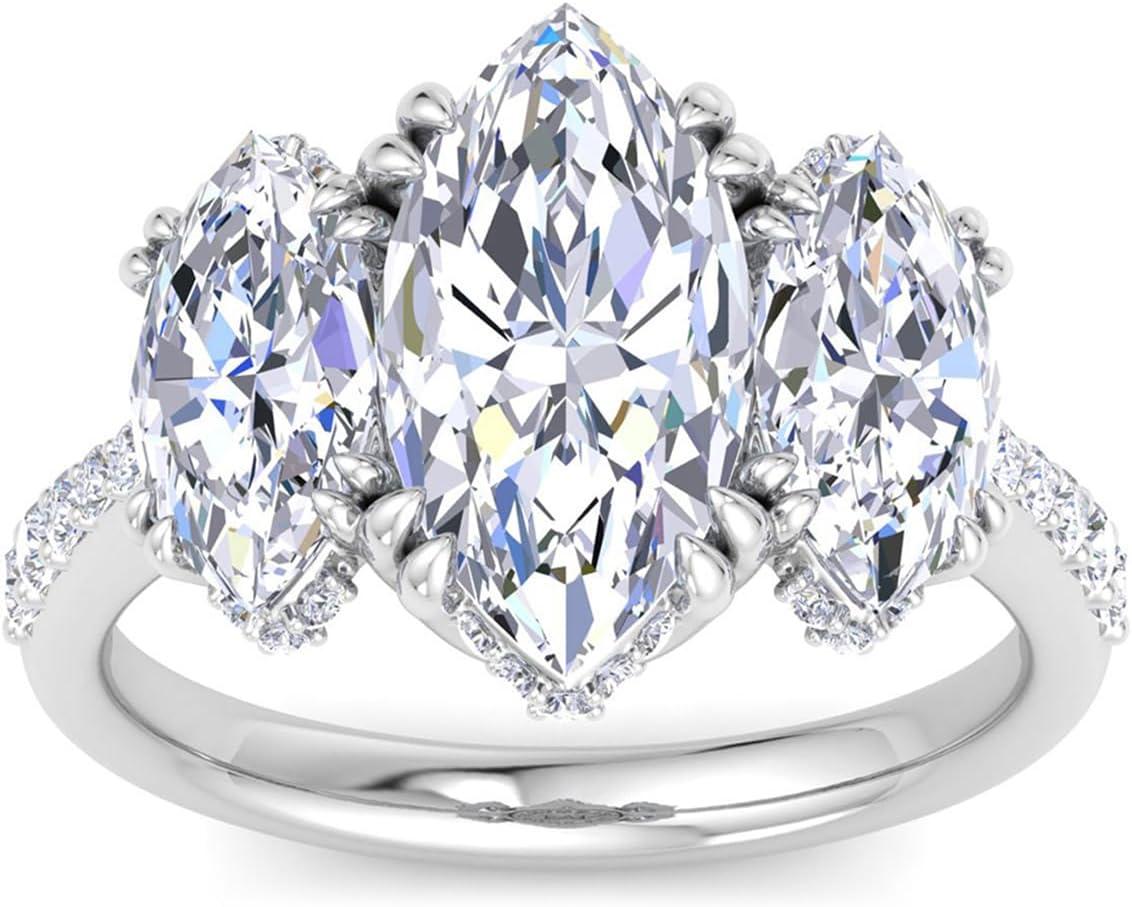 imageMartha Stewart 5 12 Carat Lab Grown Diamond Ring Three Stone Plus Diamond Engagement Ring in 14 Karat Goldwhitegold