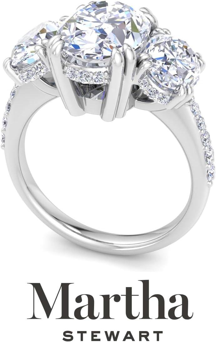 imageMartha Stewart 5 12 Carat Lab Grown Diamond Ring Three Stone Plus Diamond Engagement Ring in 14 Karat Goldwhitegold