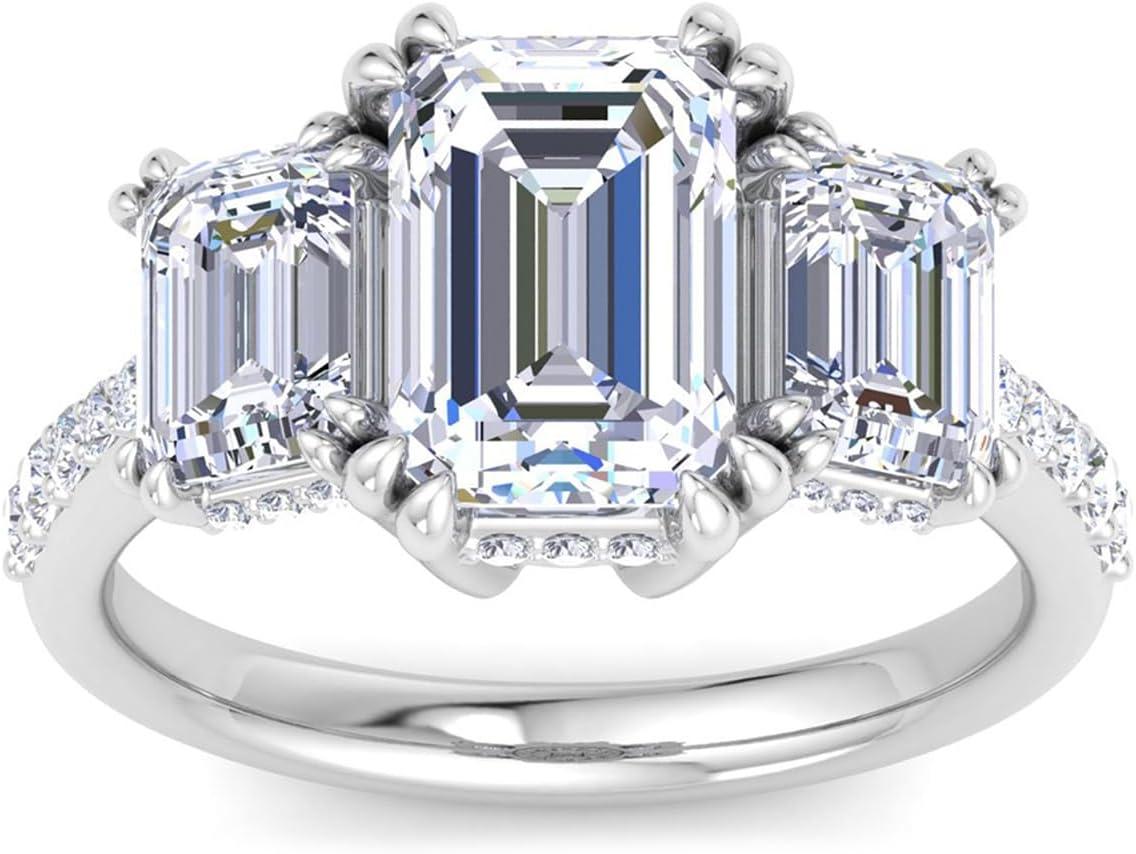 imageMartha Stewart 5 12 Carat Lab Grown Diamond Ring Three Stone Plus Diamond Engagement Ring in 14 Karat Goldwhitegold