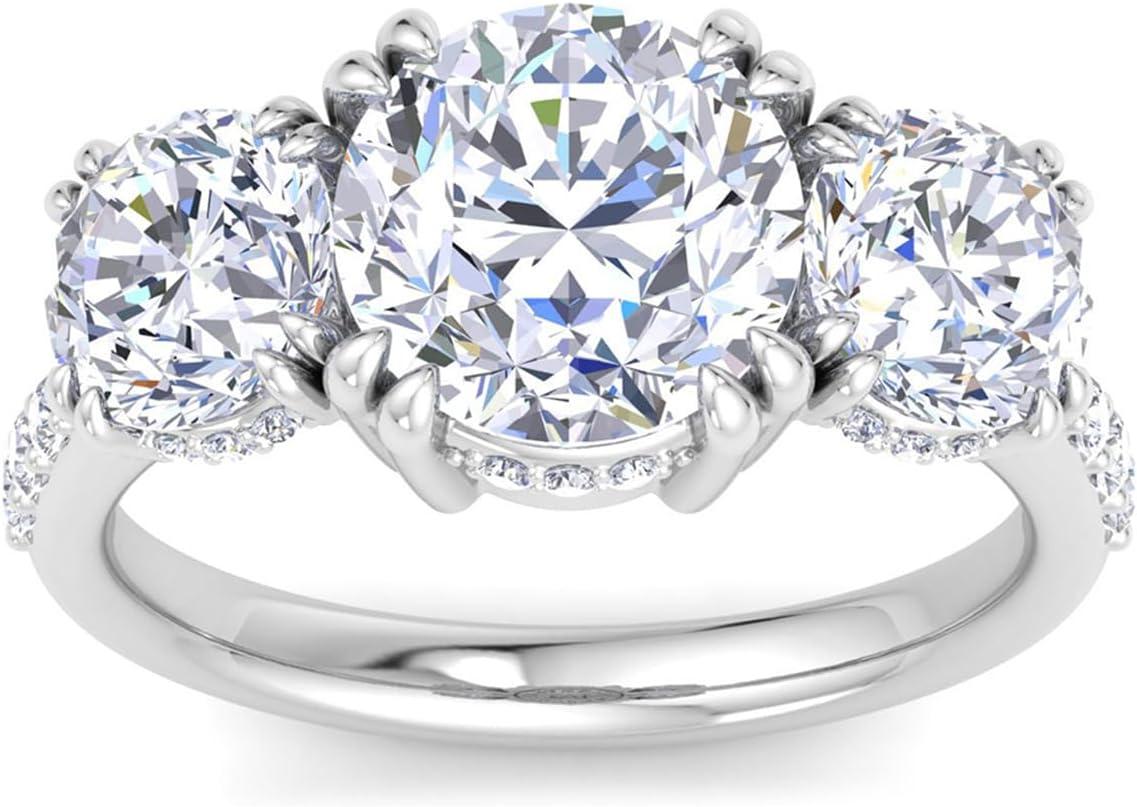 imageMartha Stewart 5 12 Carat Lab Grown Diamond Ring Three Stone Plus Diamond Engagement Ring in 14 Karat Goldwhitegold