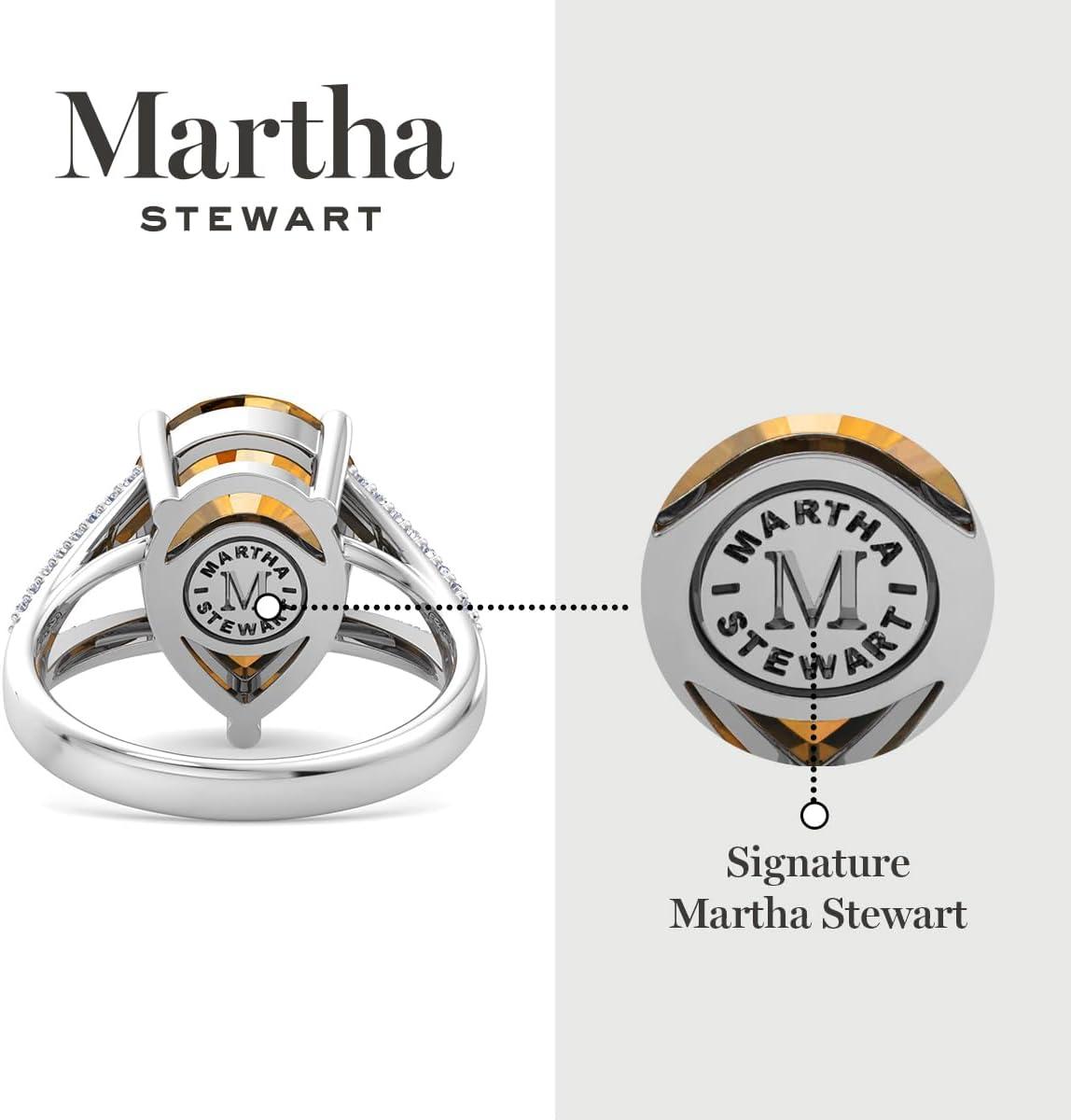 imageMartha Stewart 5 12 Carat Pear Shape Gemstone Ring with Lab Grown Diamonds in Sterling Silver Choose Your GemstoneCitrine