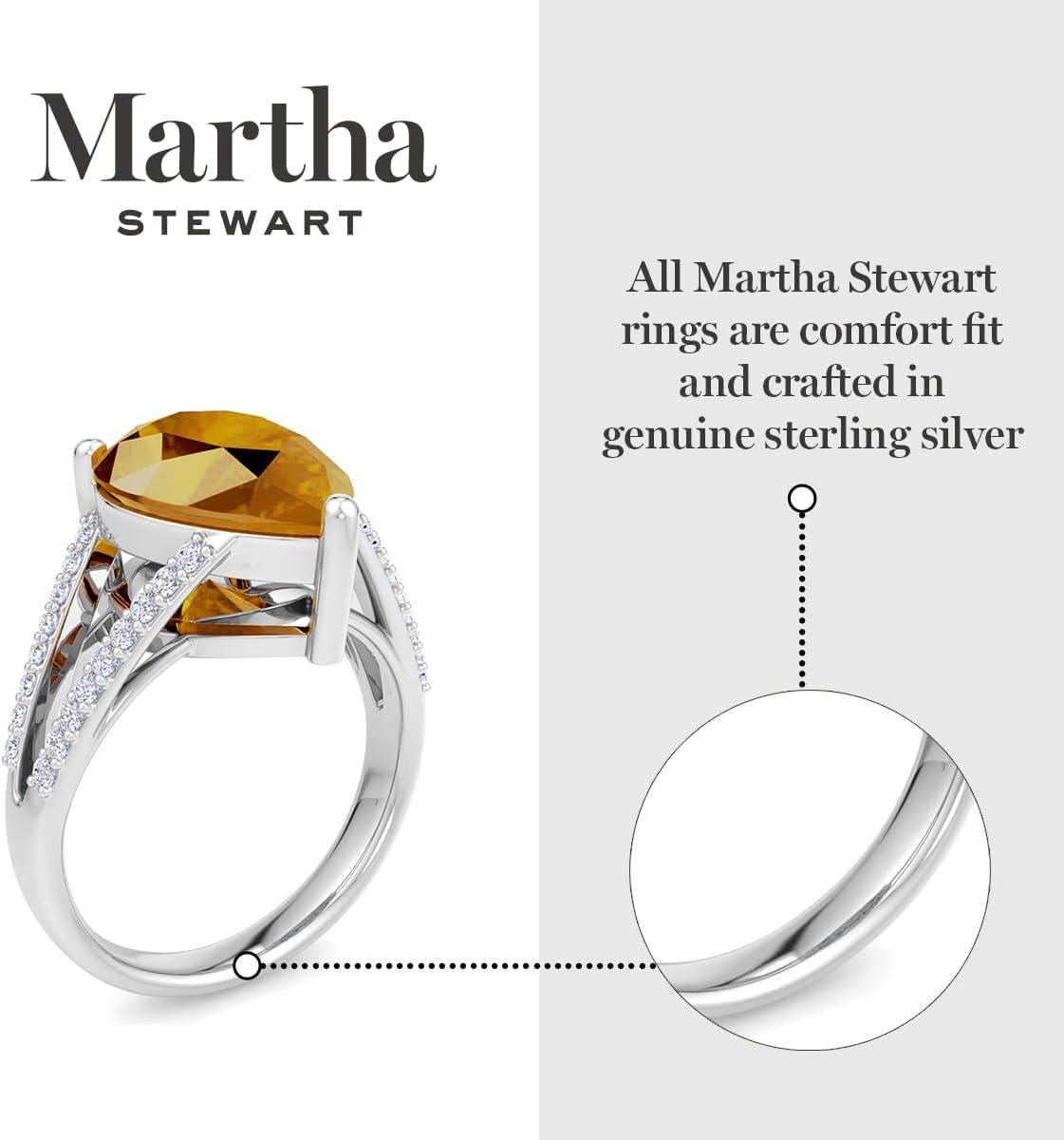 imageMartha Stewart 5 12 Carat Pear Shape Gemstone Ring with Lab Grown Diamonds in Sterling Silver Choose Your GemstoneCitrine