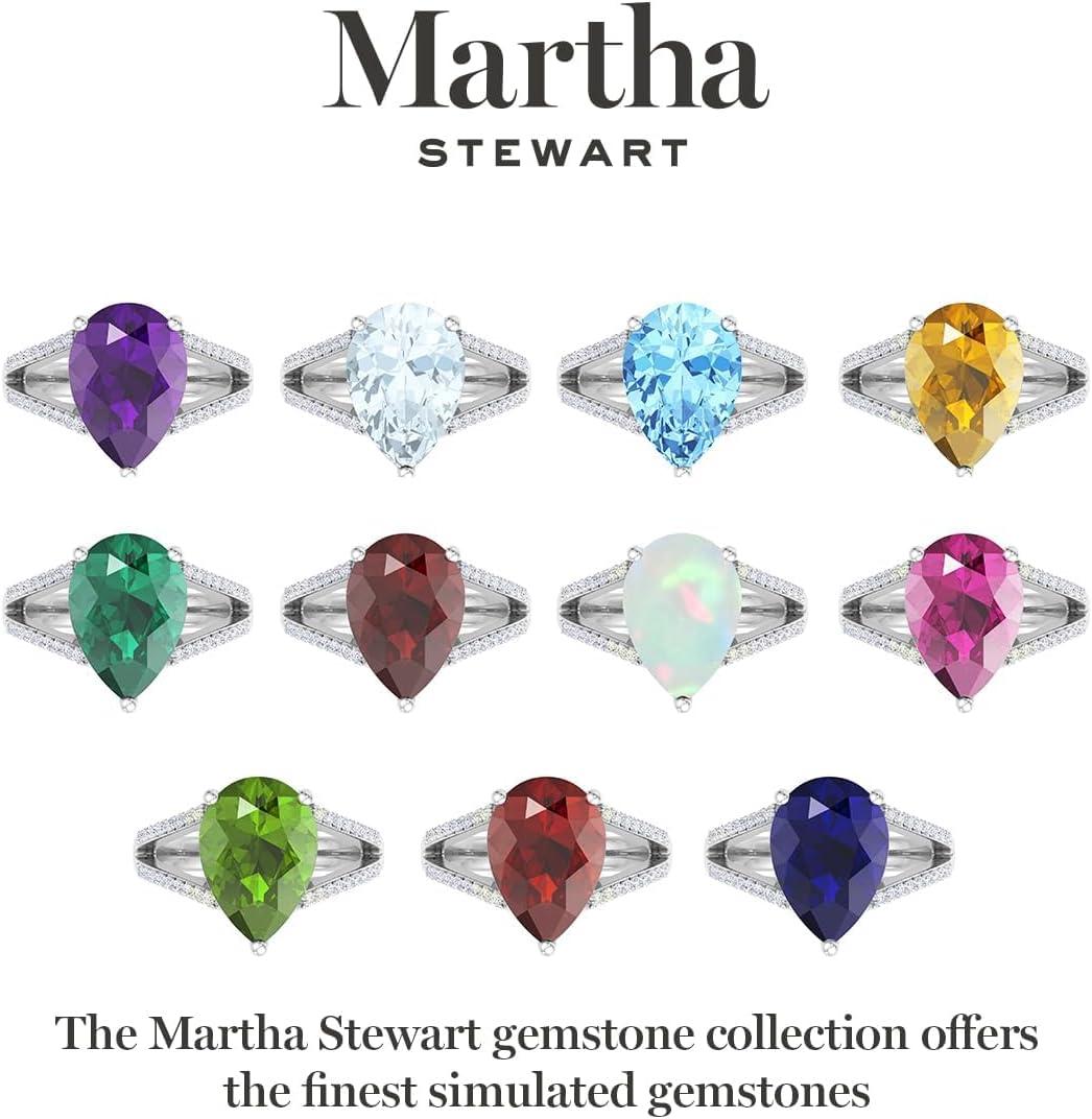 imageMartha Stewart 5 12 Carat Pear Shape Gemstone Ring with Lab Grown Diamonds in Sterling Silver Choose Your GemstoneCitrine