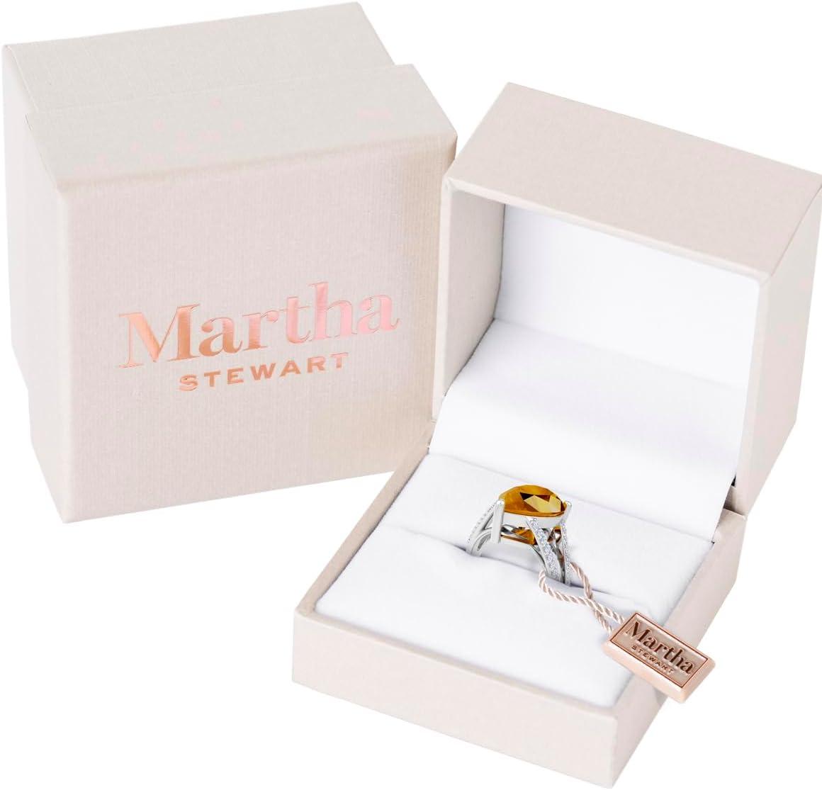 imageMartha Stewart 5 12 Carat Pear Shape Gemstone Ring with Lab Grown Diamonds in Sterling Silver Choose Your GemstoneCitrine