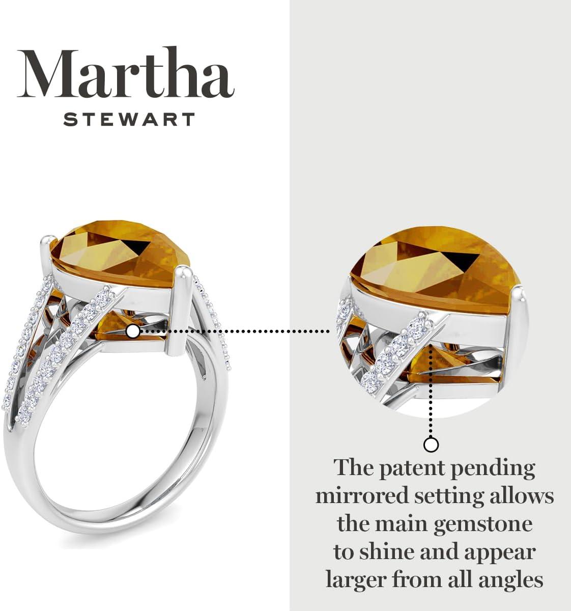 imageMartha Stewart 5 12 Carat Pear Shape Gemstone Ring with Lab Grown Diamonds in Sterling Silver Choose Your GemstoneCitrine