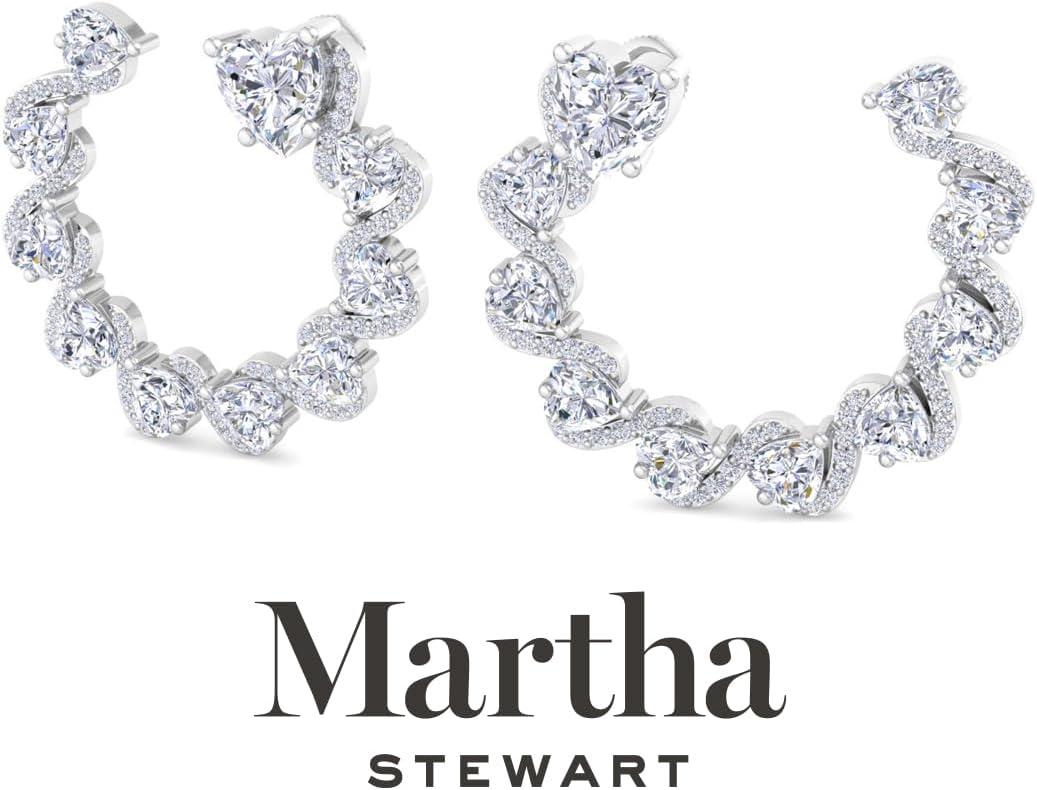 imageMartha Stewart 5 Carat Lab Grown Diamond Hoop Earrings Heart Shape 14K Gold Diamond Hoop Earrings for Womenwhitegold