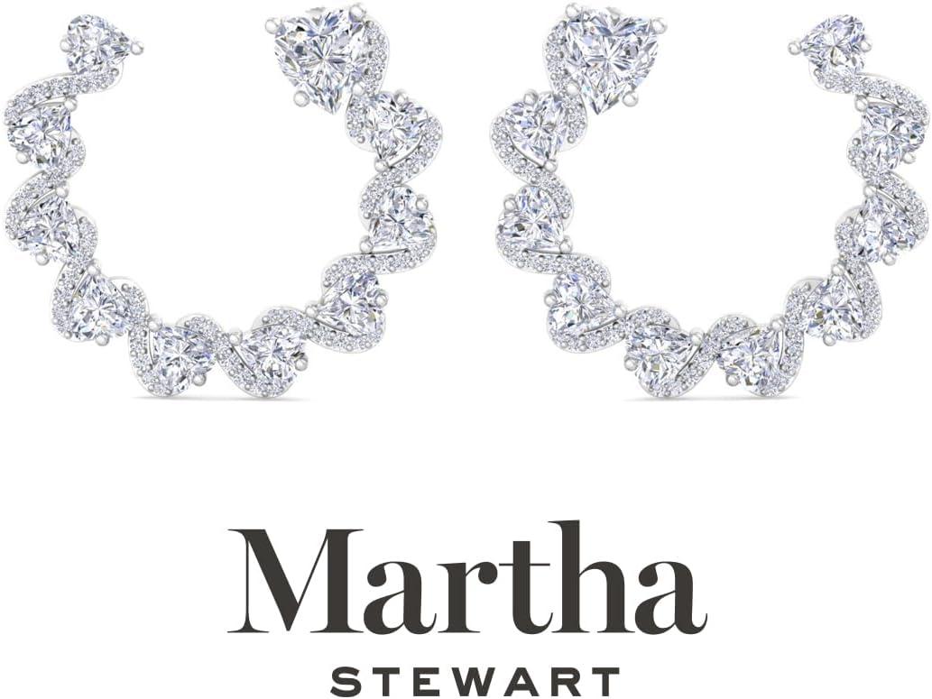 imageMartha Stewart 5 Carat Lab Grown Diamond Hoop Earrings Heart Shape 14K Gold Diamond Hoop Earrings for Womenwhitegold