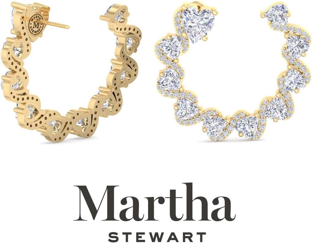 imageMartha Stewart 5 Carat Lab Grown Diamond Hoop Earrings Heart Shape 14K Gold Diamond Hoop Earrings for Womenyellowgold