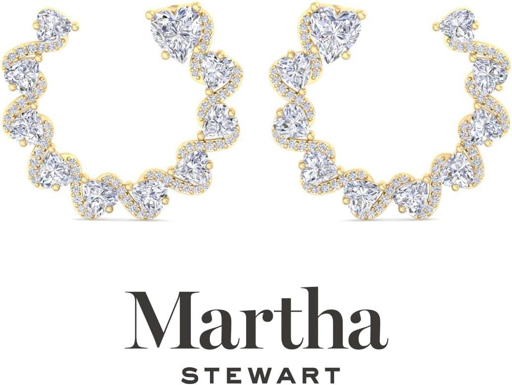 imageMartha Stewart 5 Carat Lab Grown Diamond Hoop Earrings Heart Shape 14K Gold Diamond Hoop Earrings for Womenyellowgold